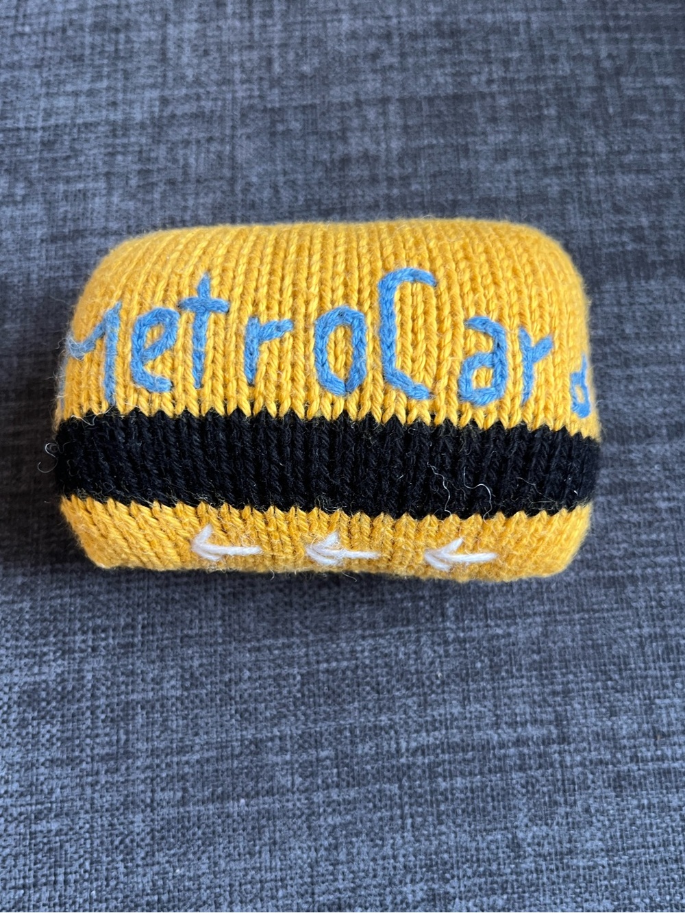Estela NYC Metro Card Baby Rattle I Yellow Knit Kids Gift